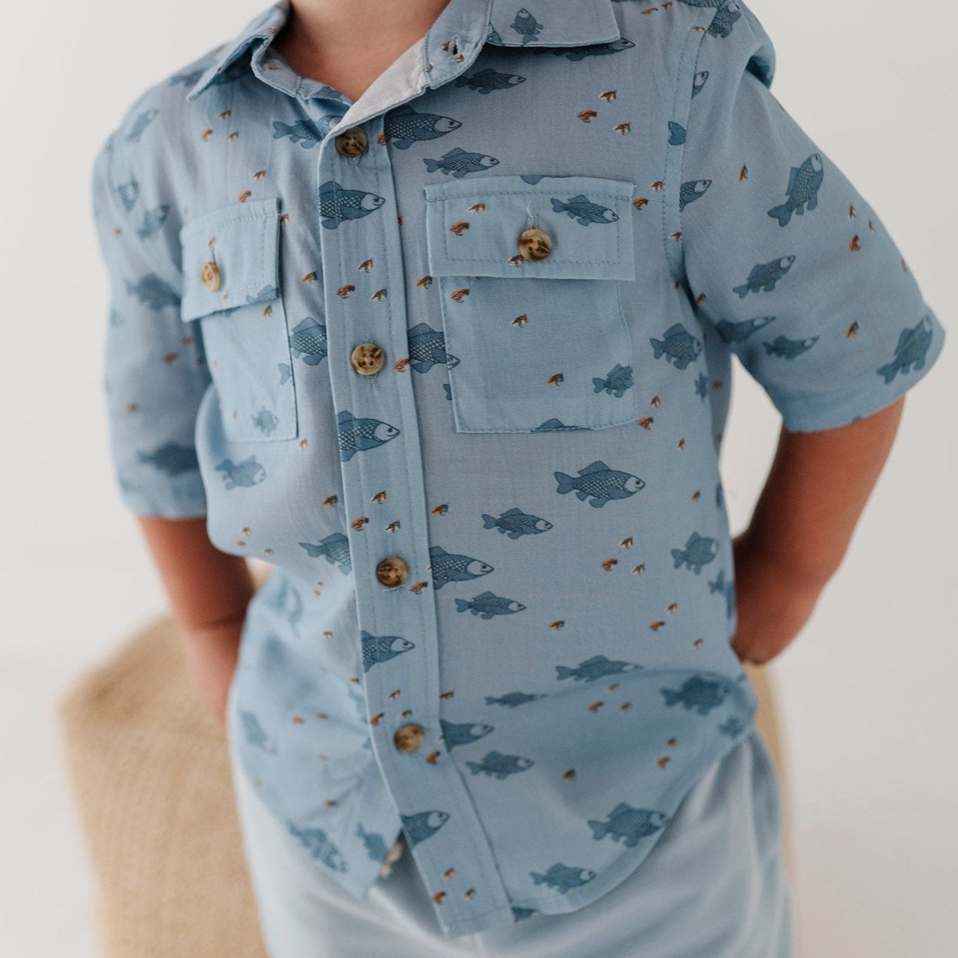 Boys Viscose Utility Shirt with Chest Pockets - Kids Button Up | babysprouts