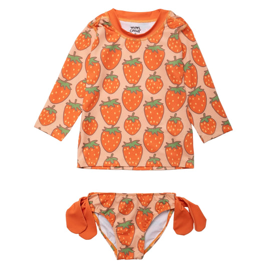 Recycled Polyester Rashguard Bikini Set - Strawberry