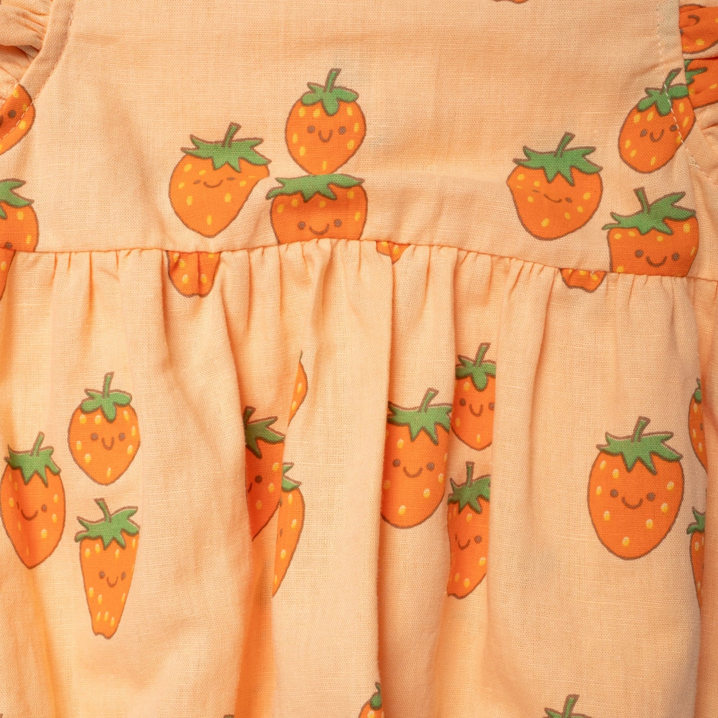 Linen Ruffle Romper - Strawberry