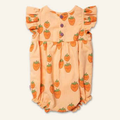Linen Ruffle Romper - Strawberry