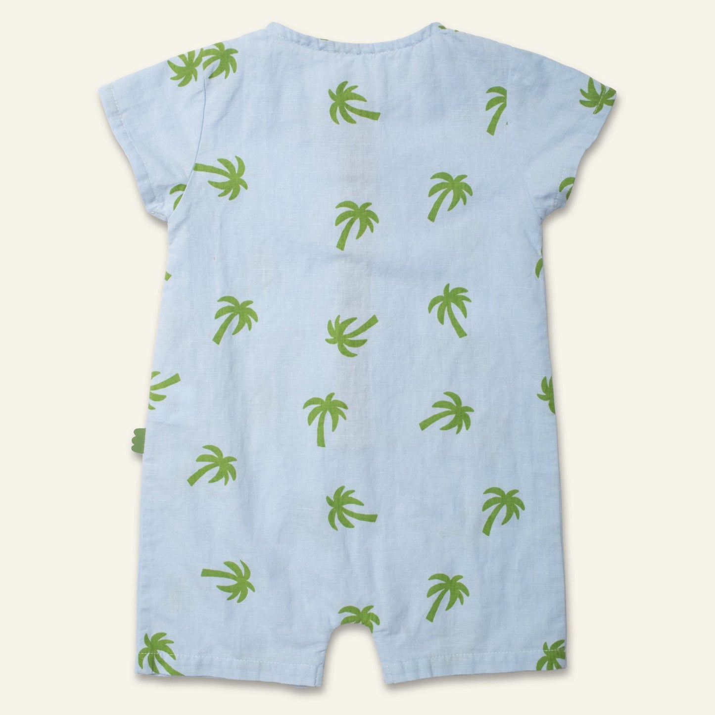 Linen Pocket Romper - Palm Tree