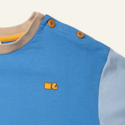 Organic Cotton Sweatshirt - Blue Colorblock