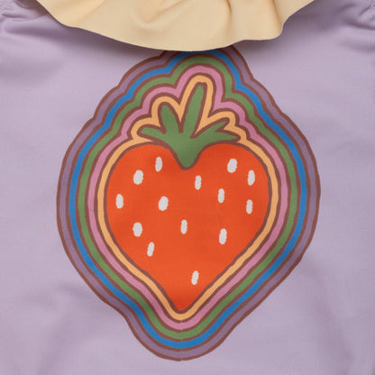 Recycled Polyester Ruffle One Piece Swimsuit- Strawberry