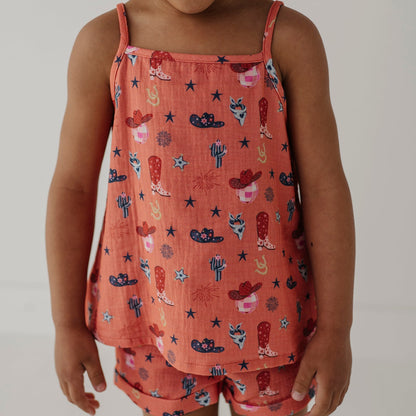 Cotton Gauze Tank & Short Set - American Cowgirl