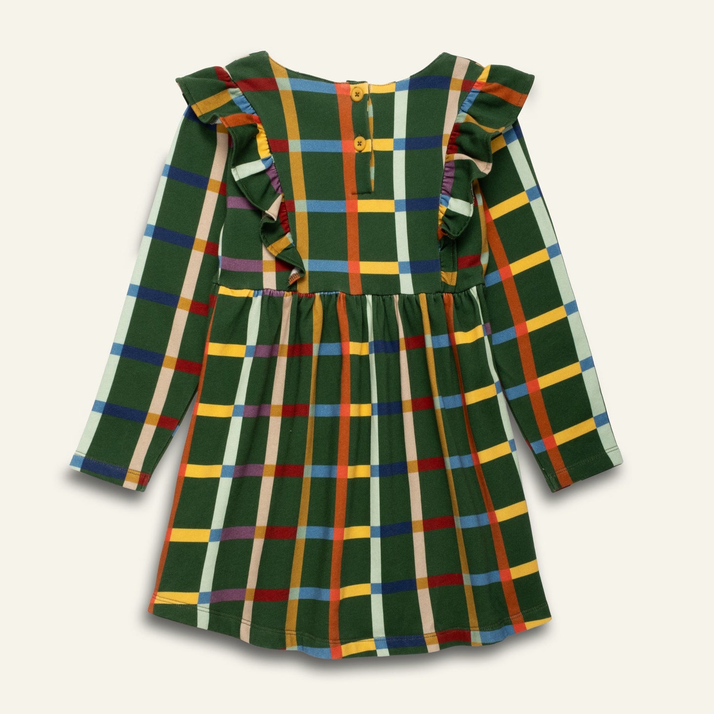 Mon Coeur Organic Cotton Ruffle Dress - Fall Grid