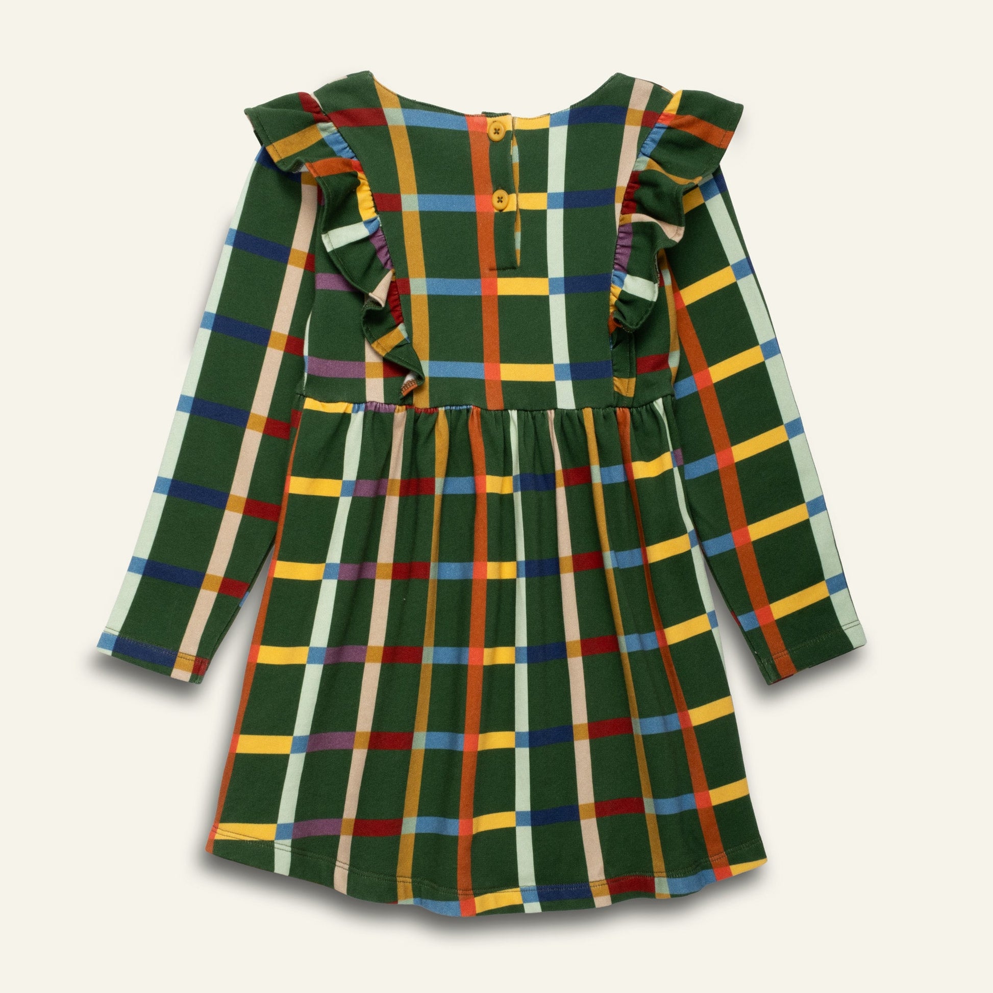 Mon Coeur Organic Cotton Ruffle Dress - Fall Grid