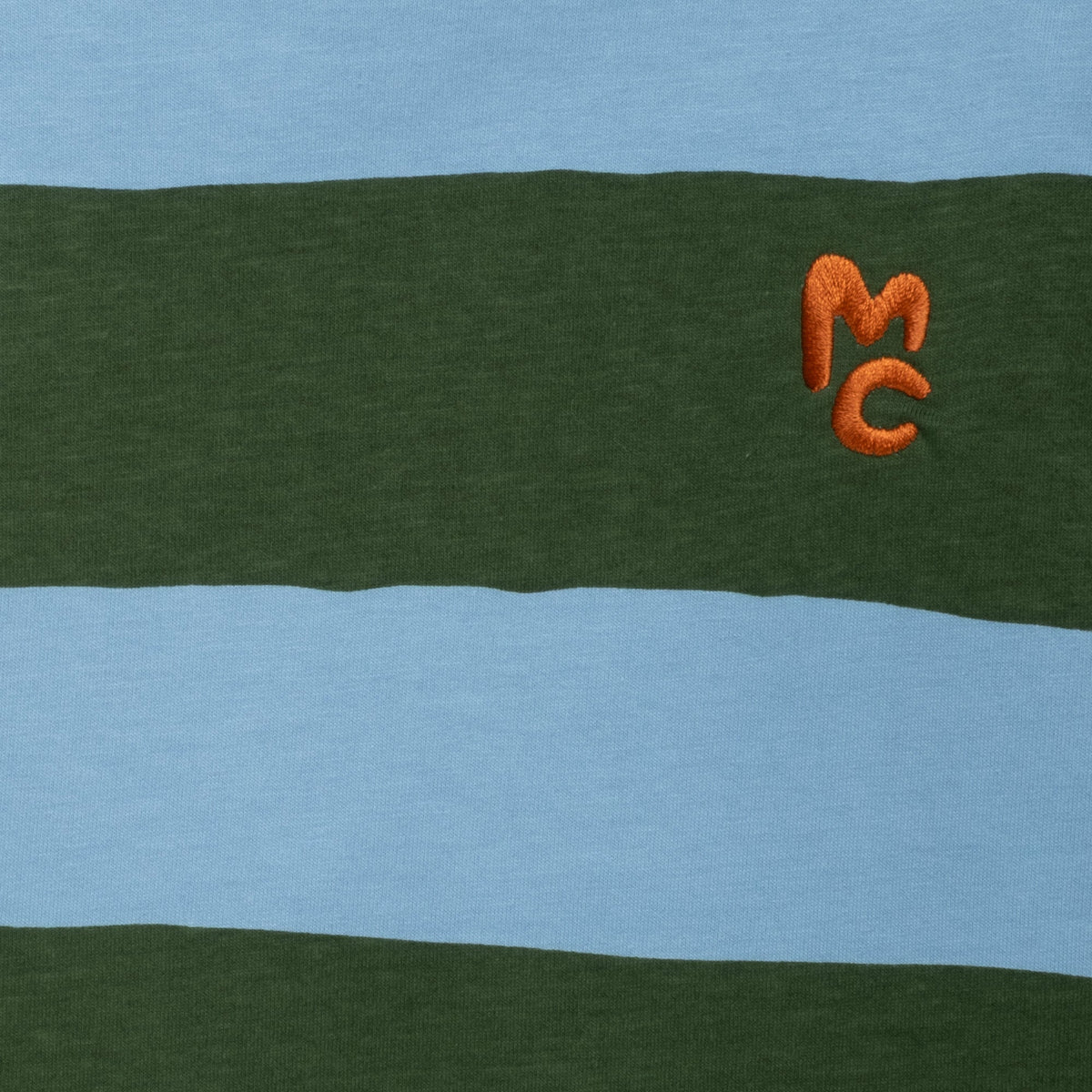 Mon Coeur Organic Cotton Long Sleeve T-Shirt - Blue & Green Rugby Stripe 