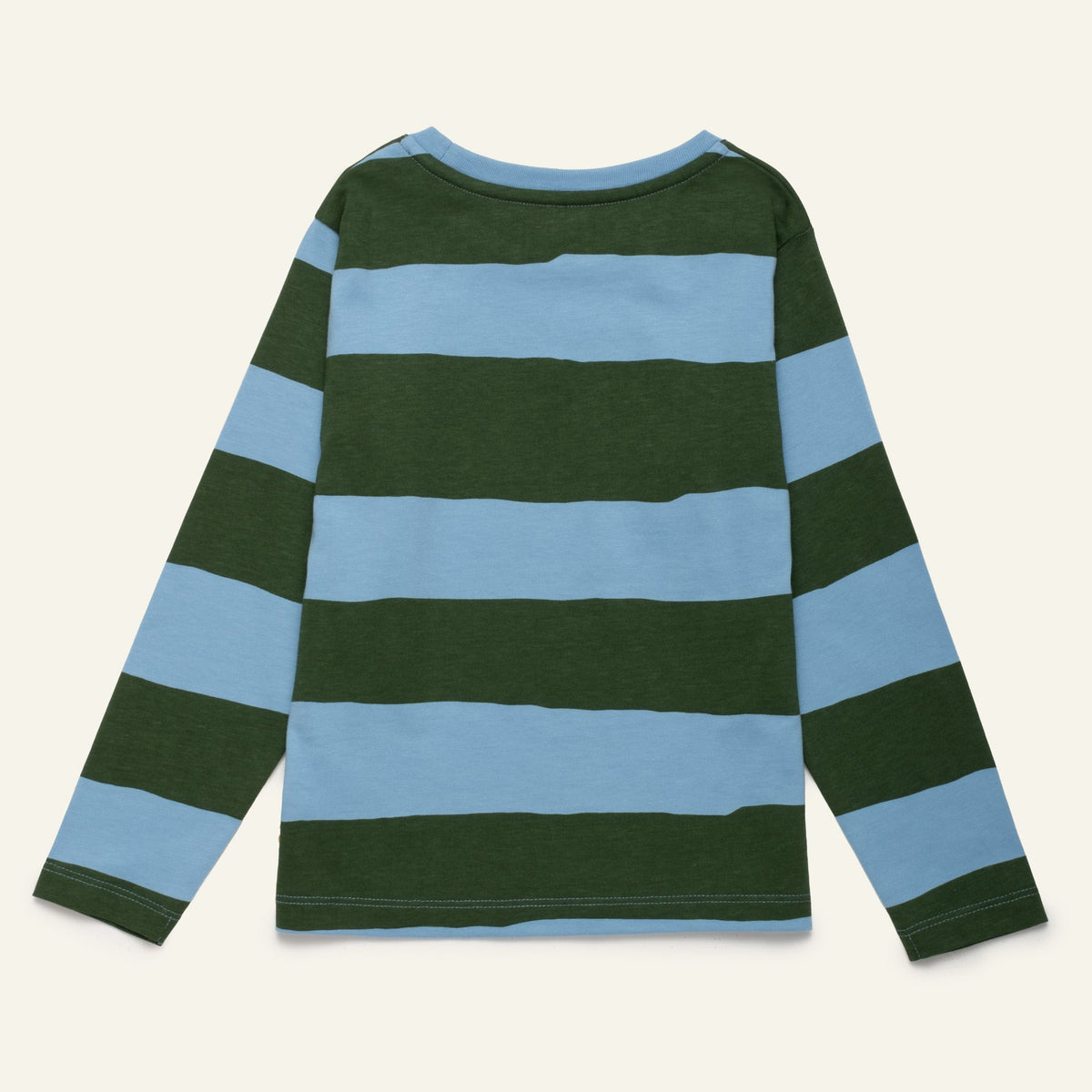 Mon Coeur Organic Cotton Long Sleeve T-Shirt - Blue & Green Rugby Stripe 