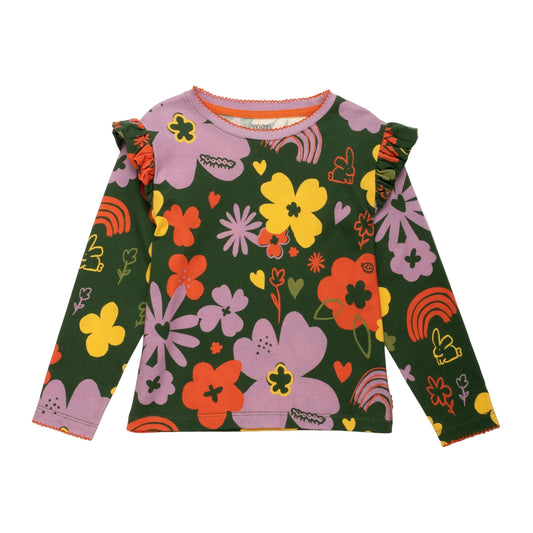 Mon Coeur Organic Cotton Long Sleeve T-Shirt - Wildflower Ruffle