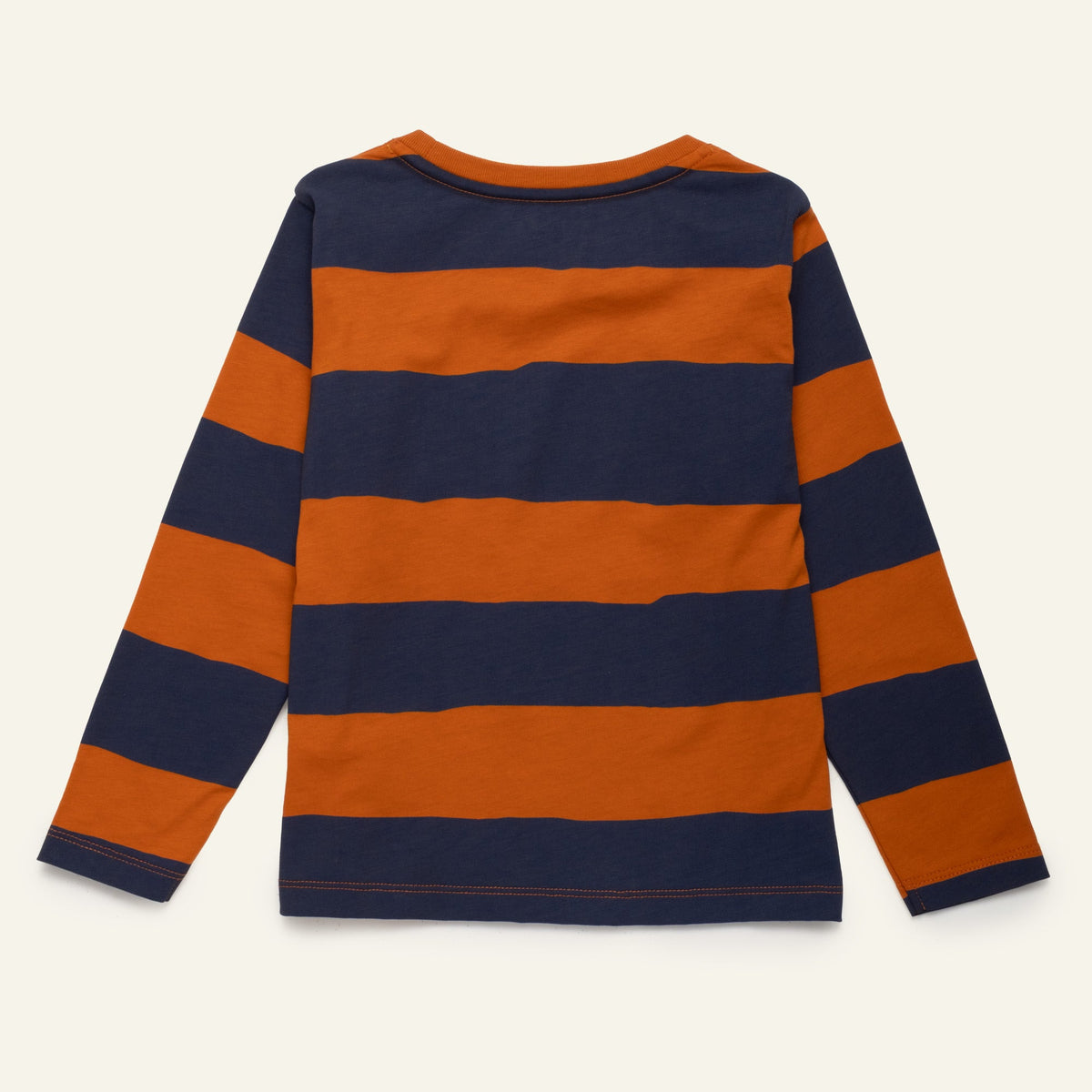 Mon Coeur Organic Cotton Long Sleeve T-Shirt - Chestnut & Navy Rugby Stripe