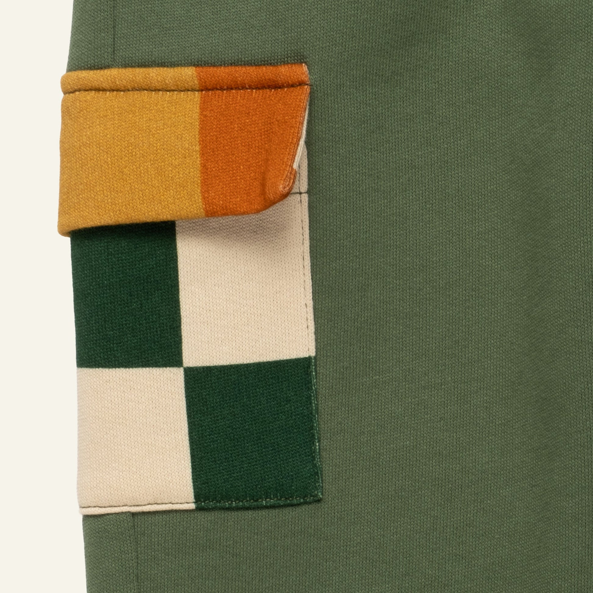 Mon Coeur Organic Cotton Pocket Jogger - Green Checkered
