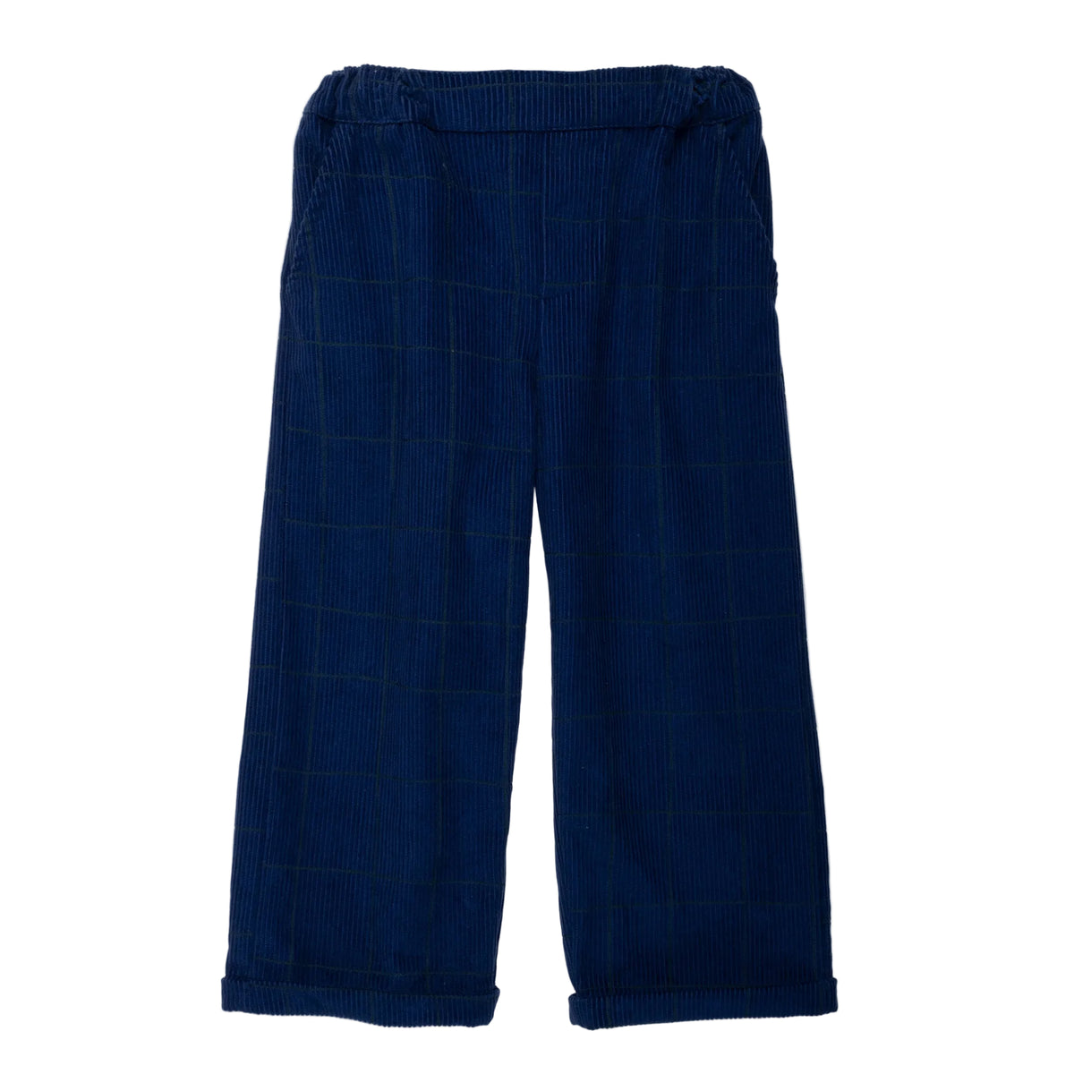 Mon Coeur Organic Cotton Corduroy Pants - Navy Grid