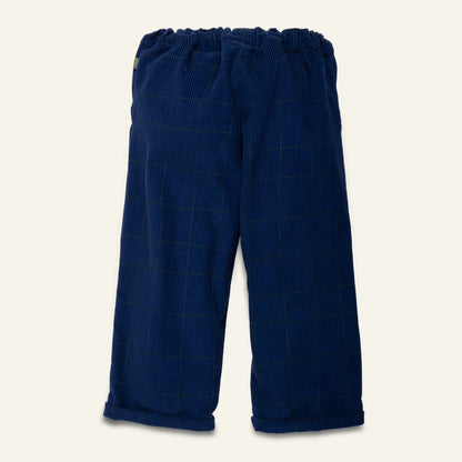 Mon Coeur Organic Cotton Corduroy Pants - Navy Grid