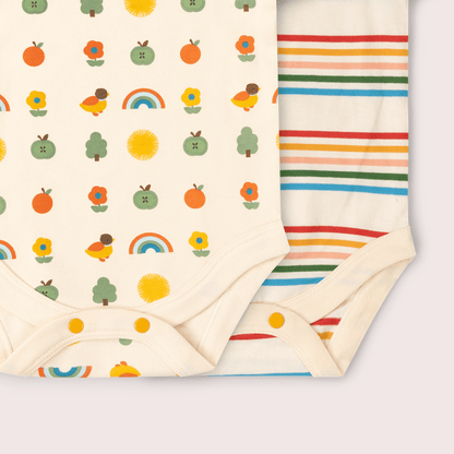 Organic Cotton Bodysuit 2 Pack - Vintage Rainbows | Little Green Radicals