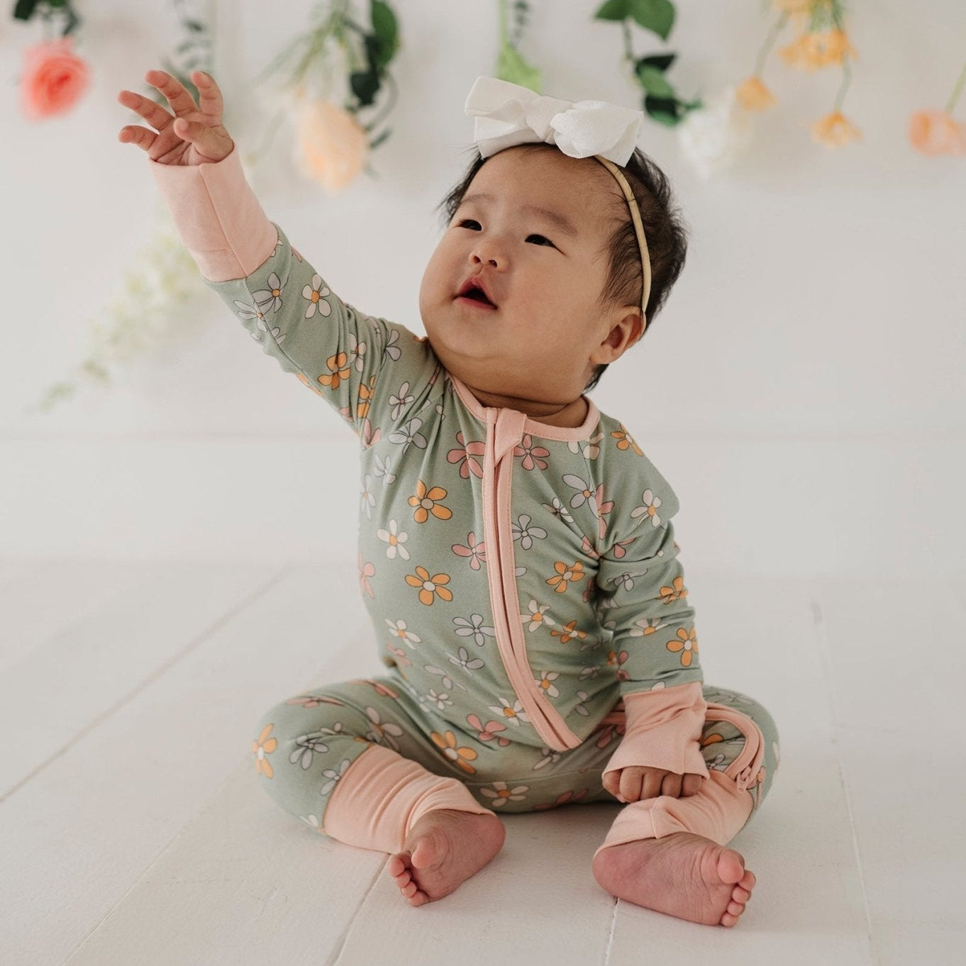 Baby Bamboo Viscose Long Sleeve Zip Romper with Footies | babysprouts