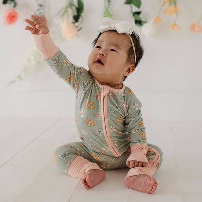 Baby Bamboo Viscose Long Sleeve Zip Romper with Footies | babysprouts