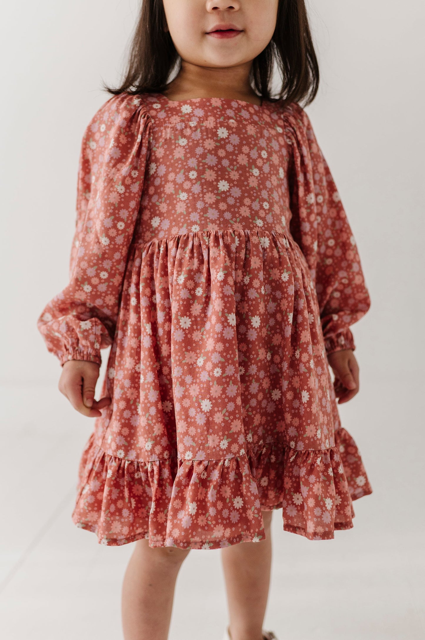 Viscose Long Sleeve Dress - Tiny Petals