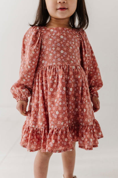 Viscose Long Sleeve Dress - Tiny Petals