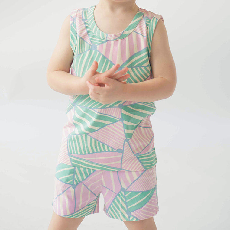 Kids Organic Cotton Tank and Shorts Set - Triangles | Good Apples Kids