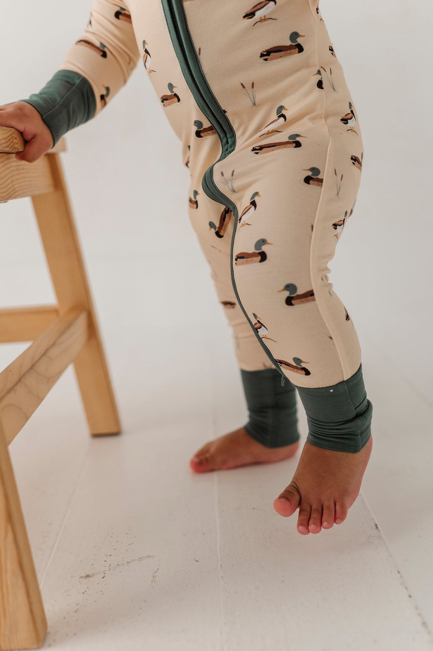 Bamboo Long Sleeve Zip Romper - Mallard Ducks