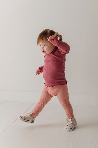 Bamboo/Cotton Ribbed Leggings - Mellow Rose