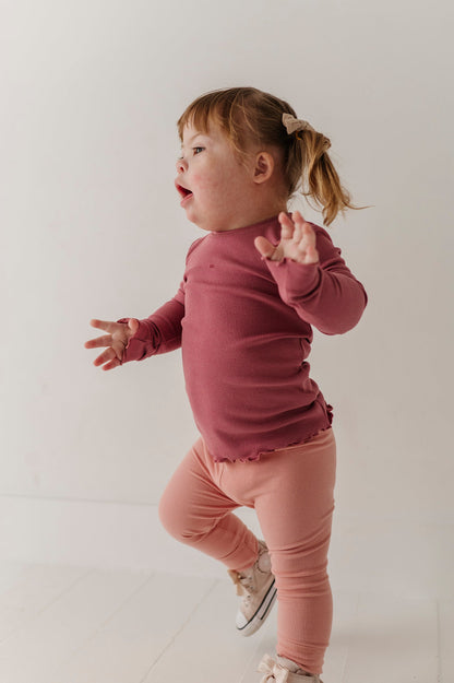 Bamboo Lettuce Hem Tee - Mesa Rose