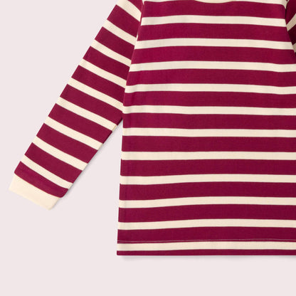 Little Green Radicals Organic Cotton Long Sleeve T-Shirt - Berry Striped