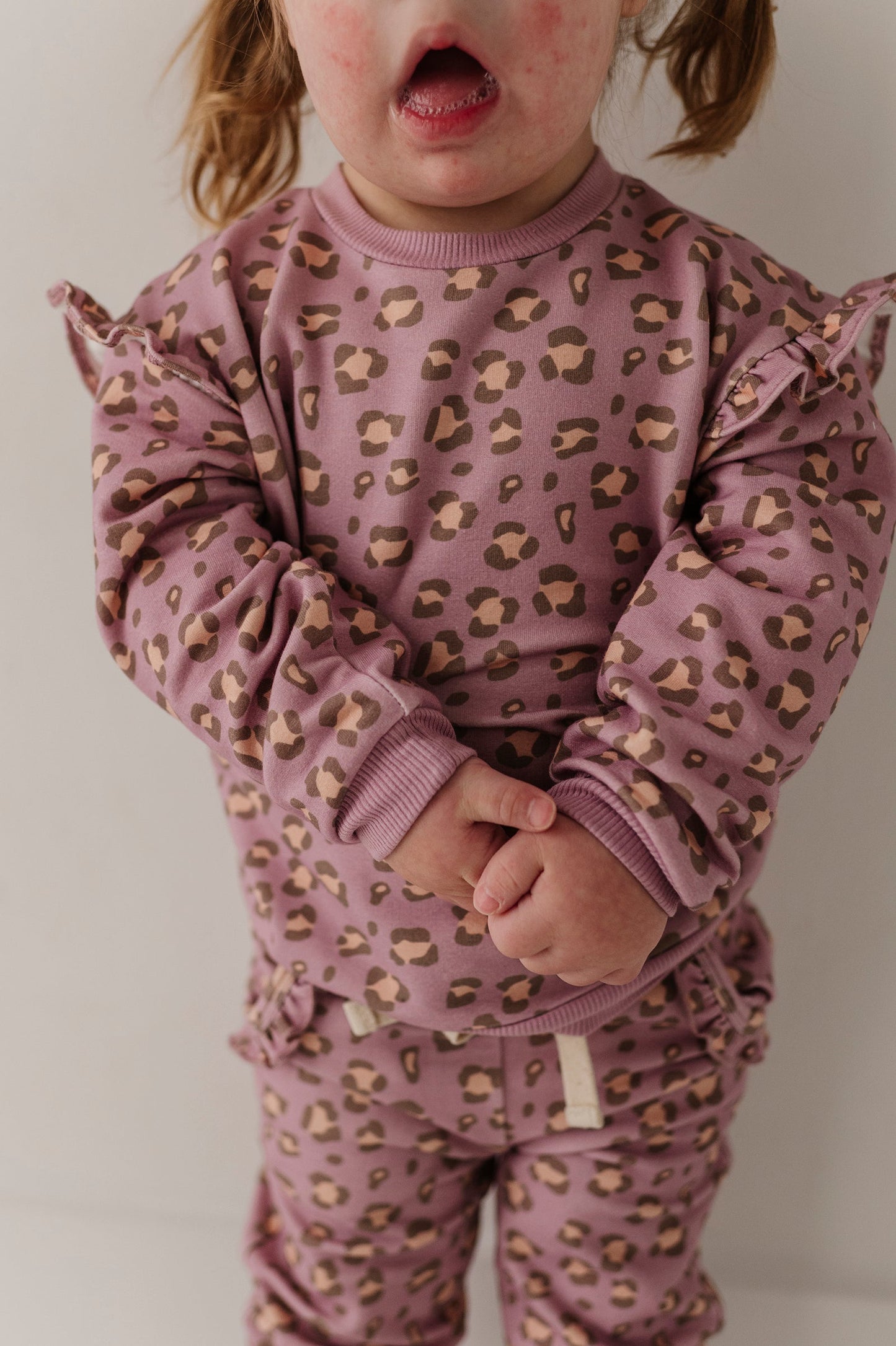 Bamboo Terry Ruffle Sweatshirt - Cheetah