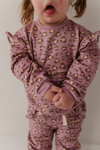 Bamboo Terry Ruffle Sweatshirt - Cheetah