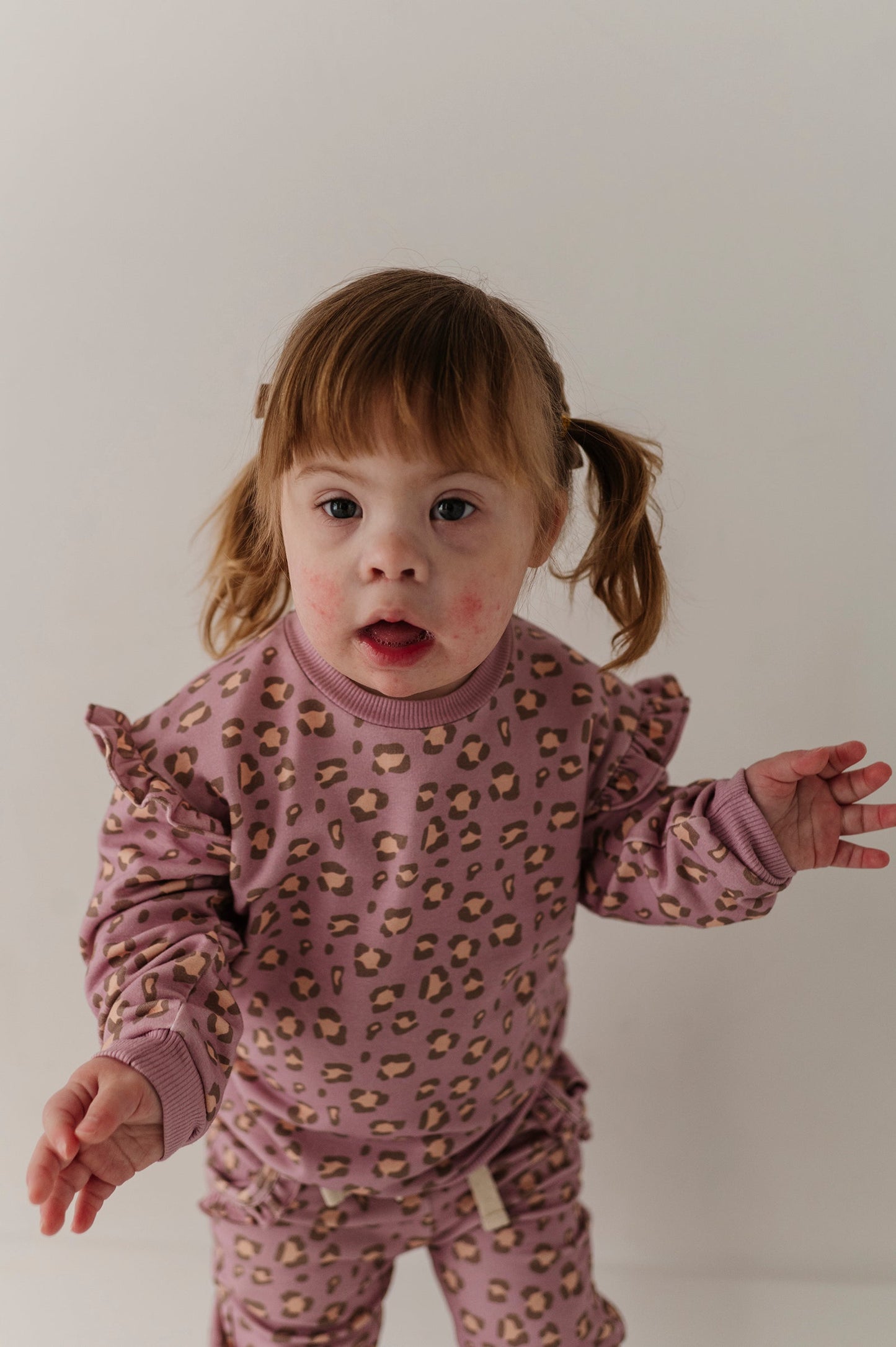 Bamboo Terry Ruffle Sweatshirt - Cheetah