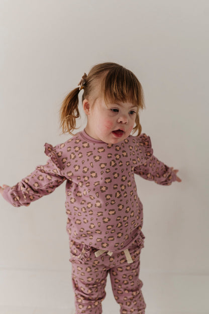 Bamboo Terry Ruffle Sweatshirt - Cheetah