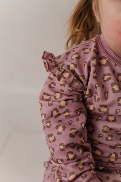 Bamboo Terry Ruffle Sweatshirt - Cheetah