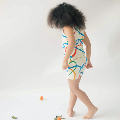 Kids Organic Cotton Tank and Shorts Set - Wavy Lines | Good Apples Kids