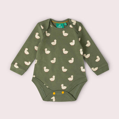 Little Green Radicals Organic Cotton Bodysuit 2 Pack - Olive Ducks