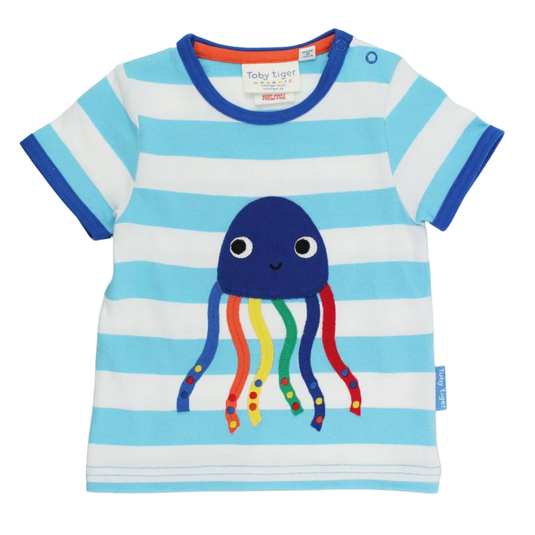 Organic Cotton Jellyfish Appliqué Short Sleeve Kids T-Shirt | Toby Tiger