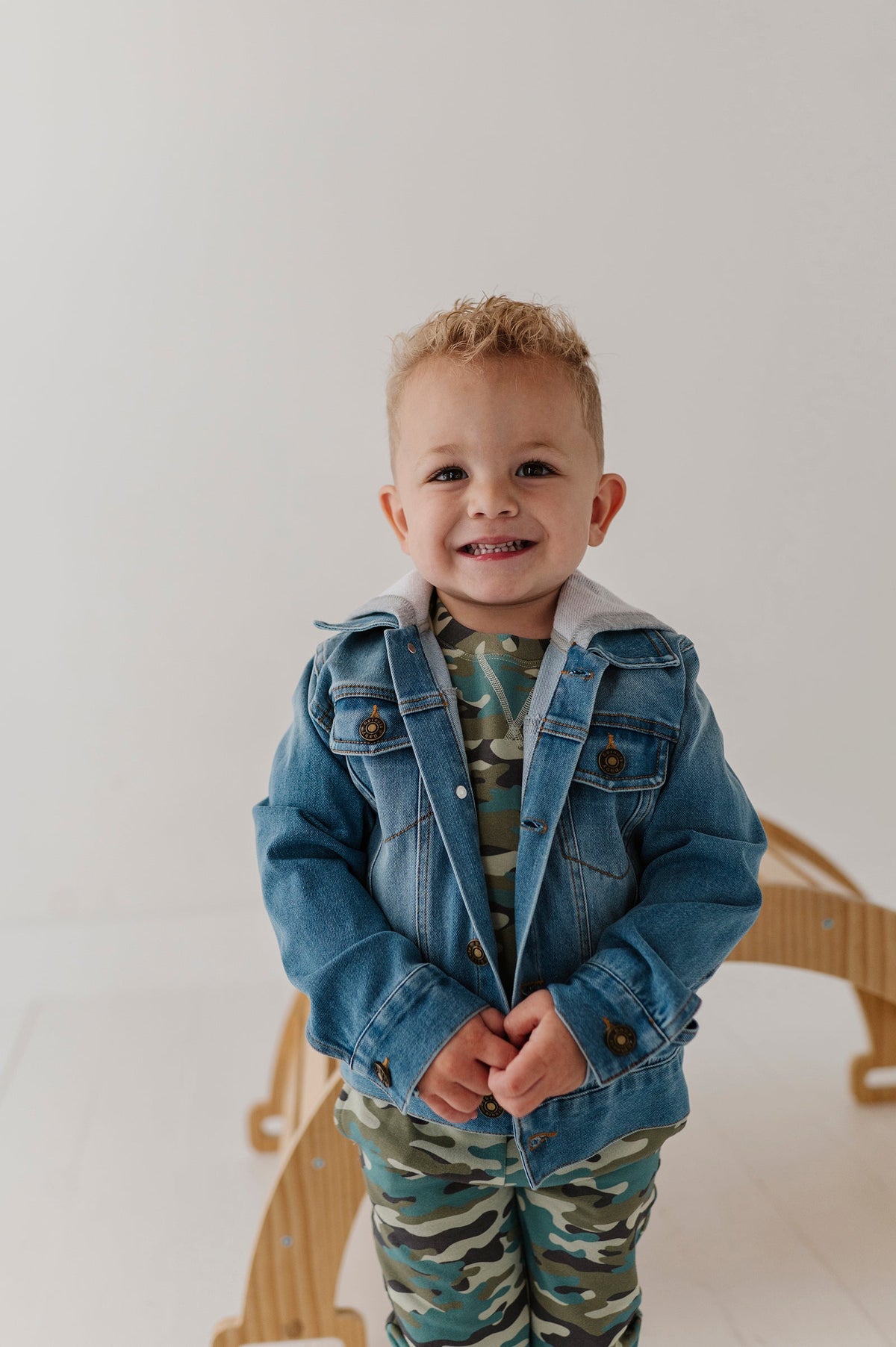 Hooded Denim Jacket - Mid Blue Wash