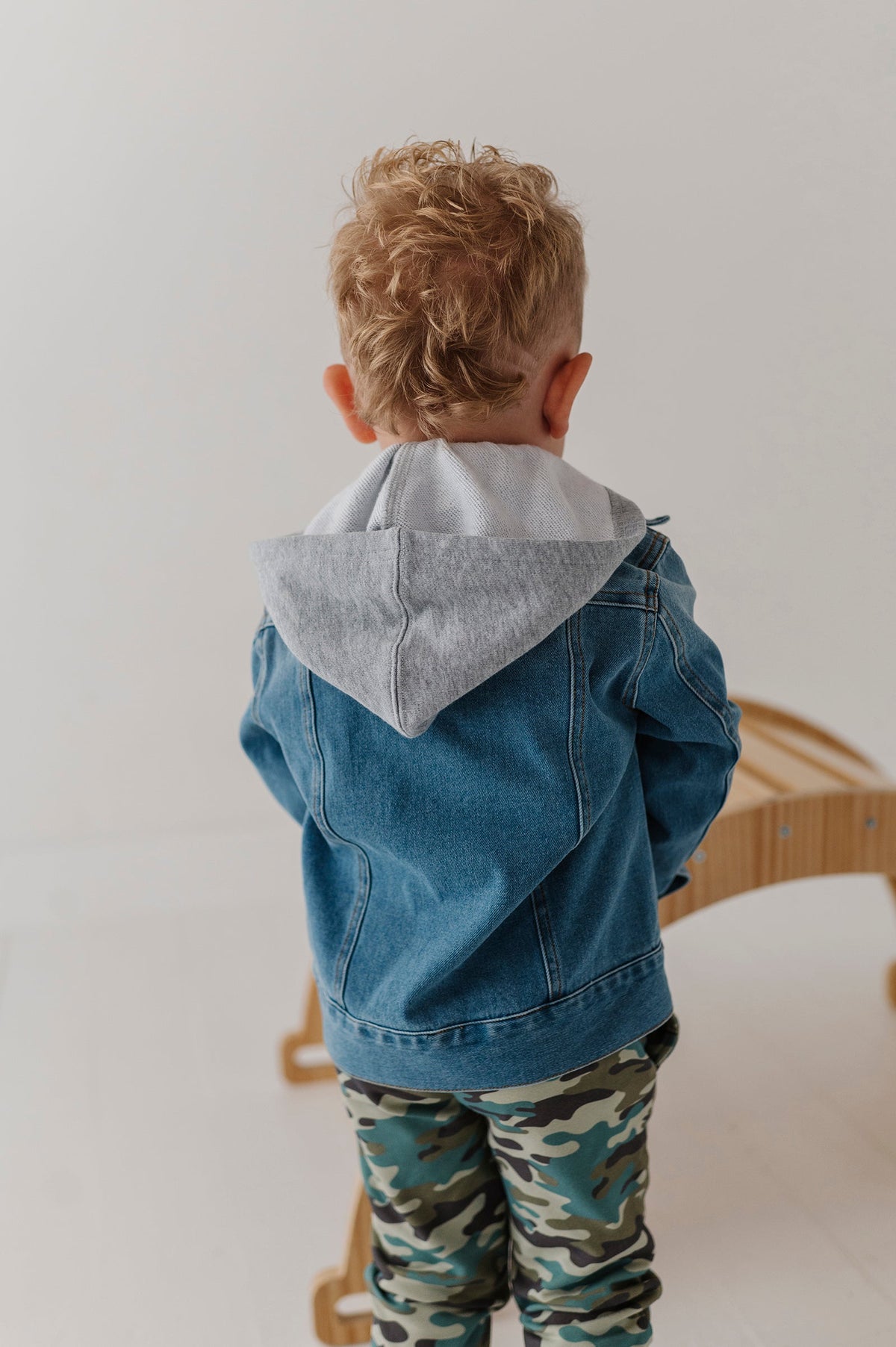 Hooded Denim Jacket - Mid Blue Wash