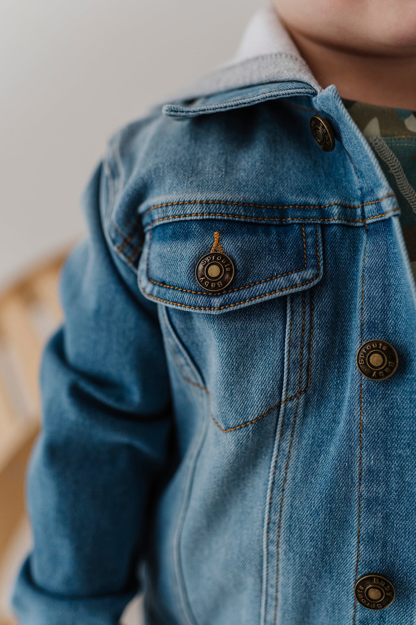 Hooded Denim Jacket - Mid Blue Wash