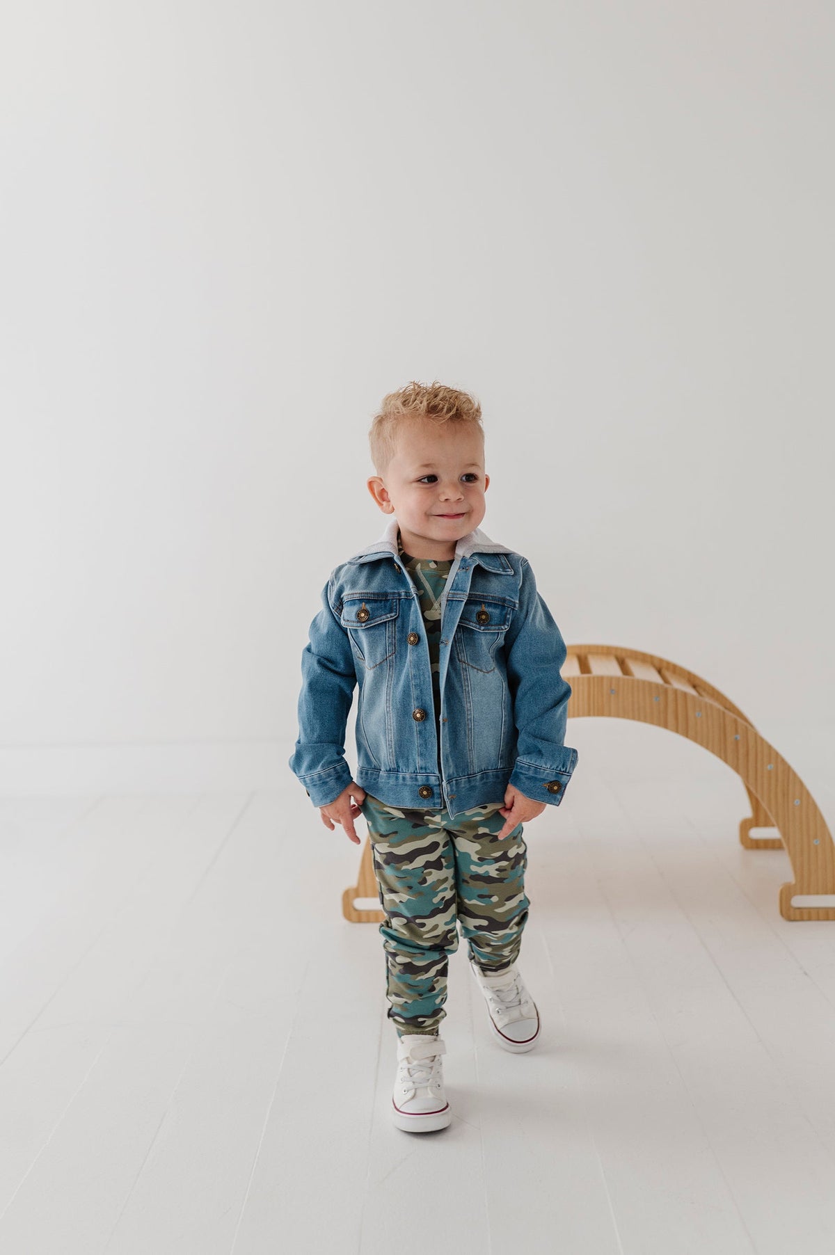 Hooded Denim Jacket - Mid Blue Wash