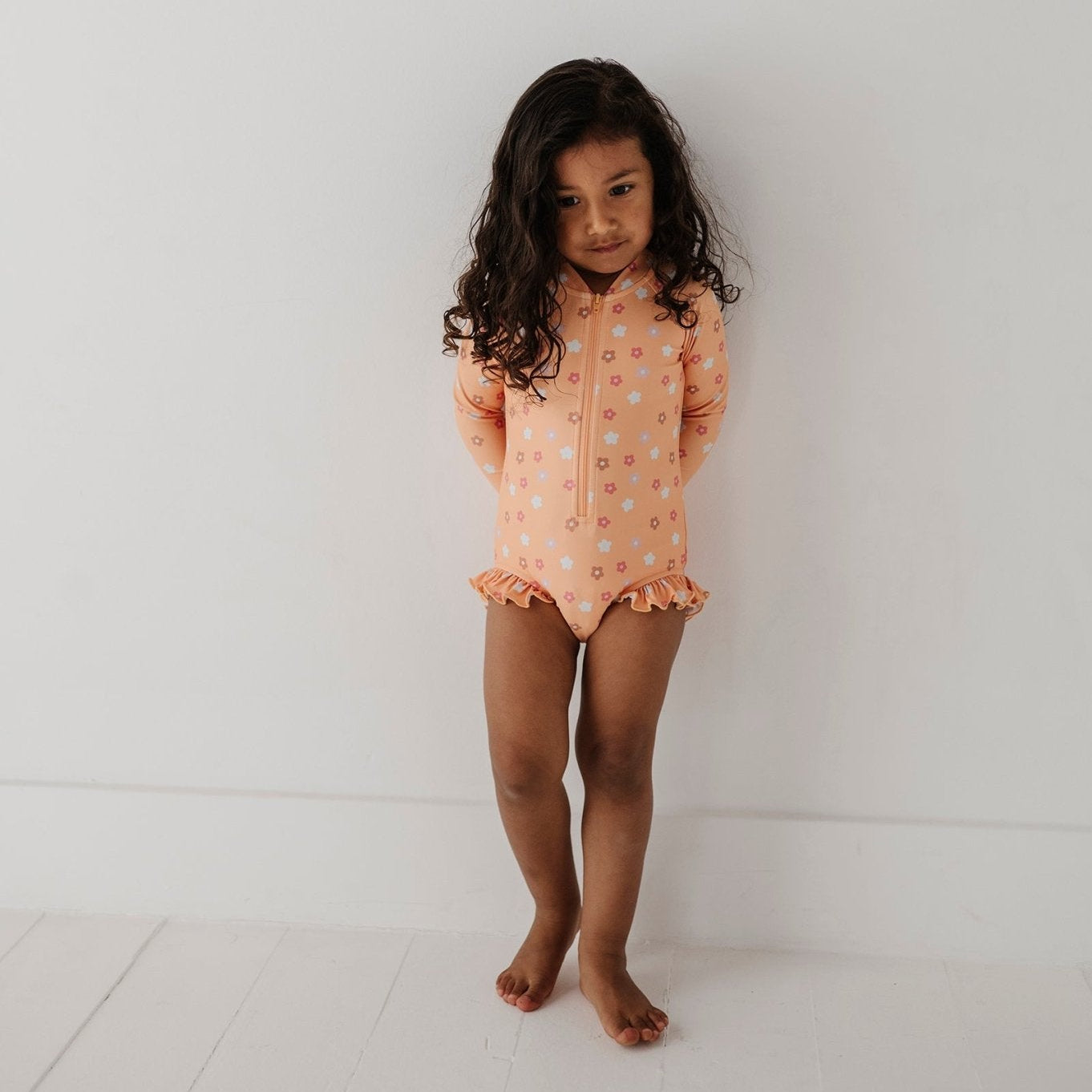 Recycled Polyester Ruffle Rash Guard Swimsuit