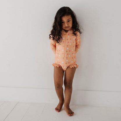 Recycled Polyester Ruffle Rash Guard Swimsuit