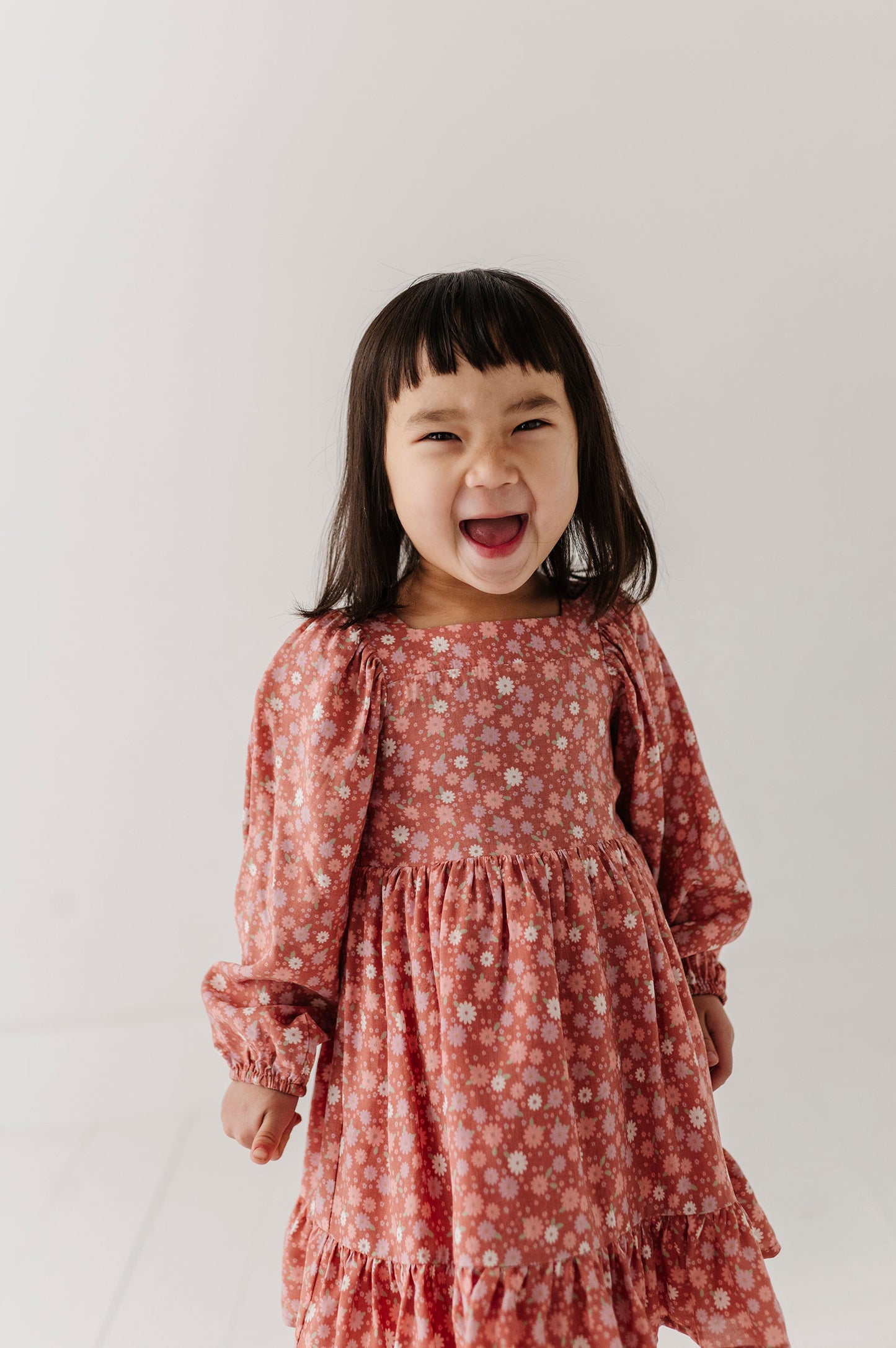 Viscose Long Sleeve Dress - Tiny Petals