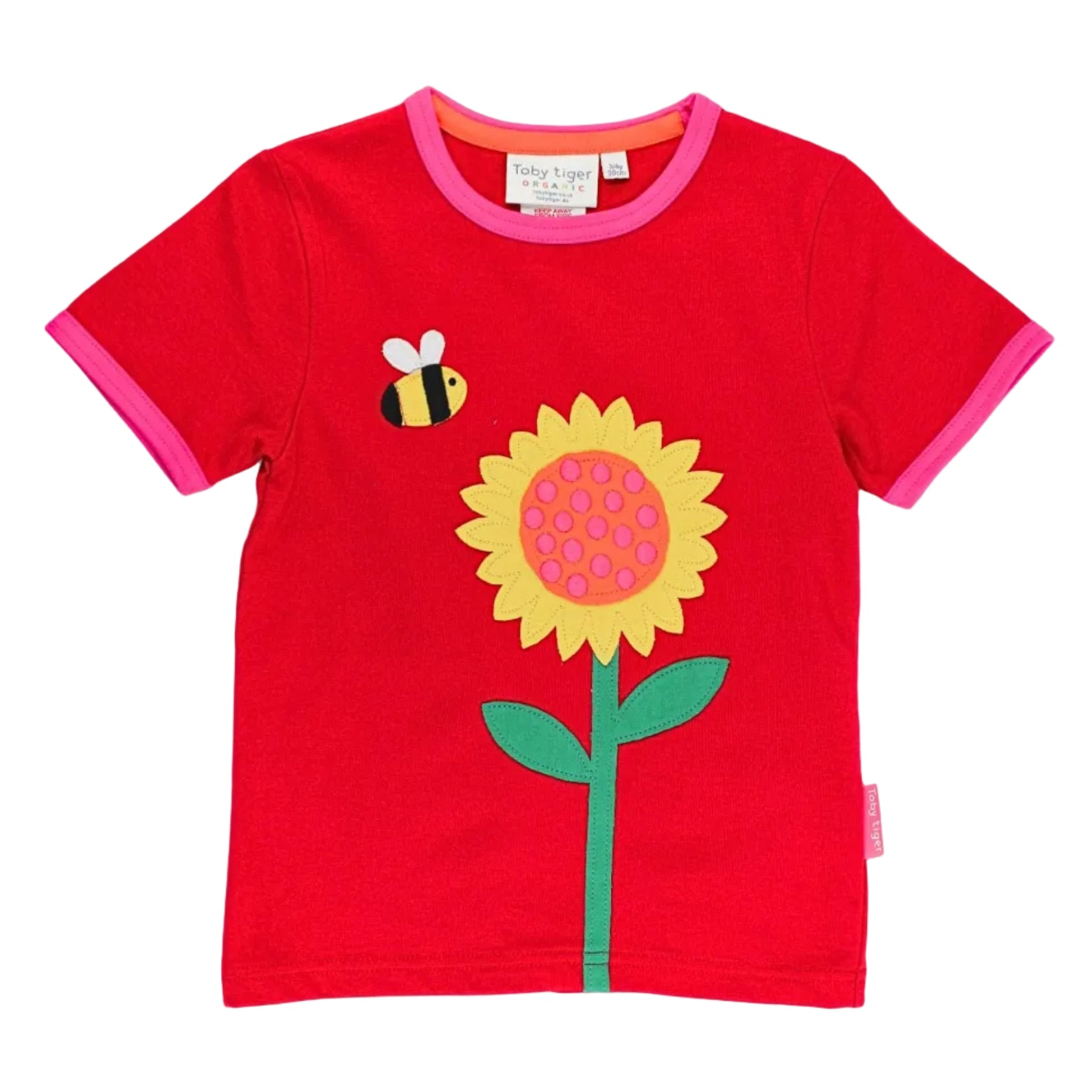 Organic Cotton Sunflower & Bee Appliqué Short Sleeve T-Shirt | Toby Tiger