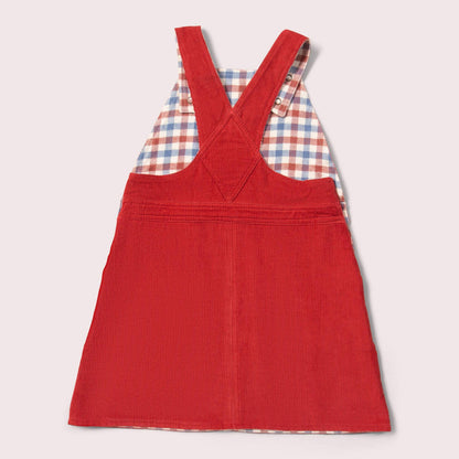 Little Green Radicals Organic Girls' Reversible Pinafore Dress- Holly Berry