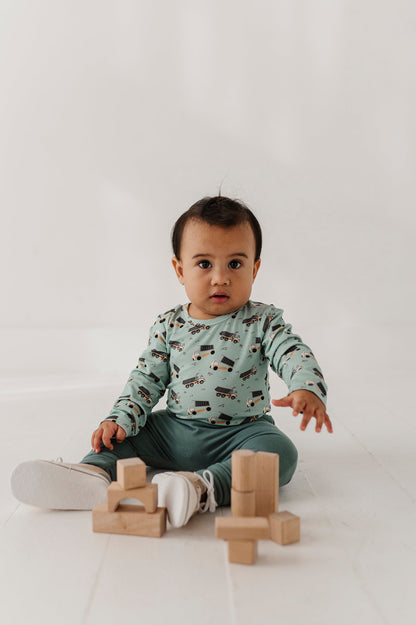 Bamboo Long Sleeve Bodysuit - Dump Trucks