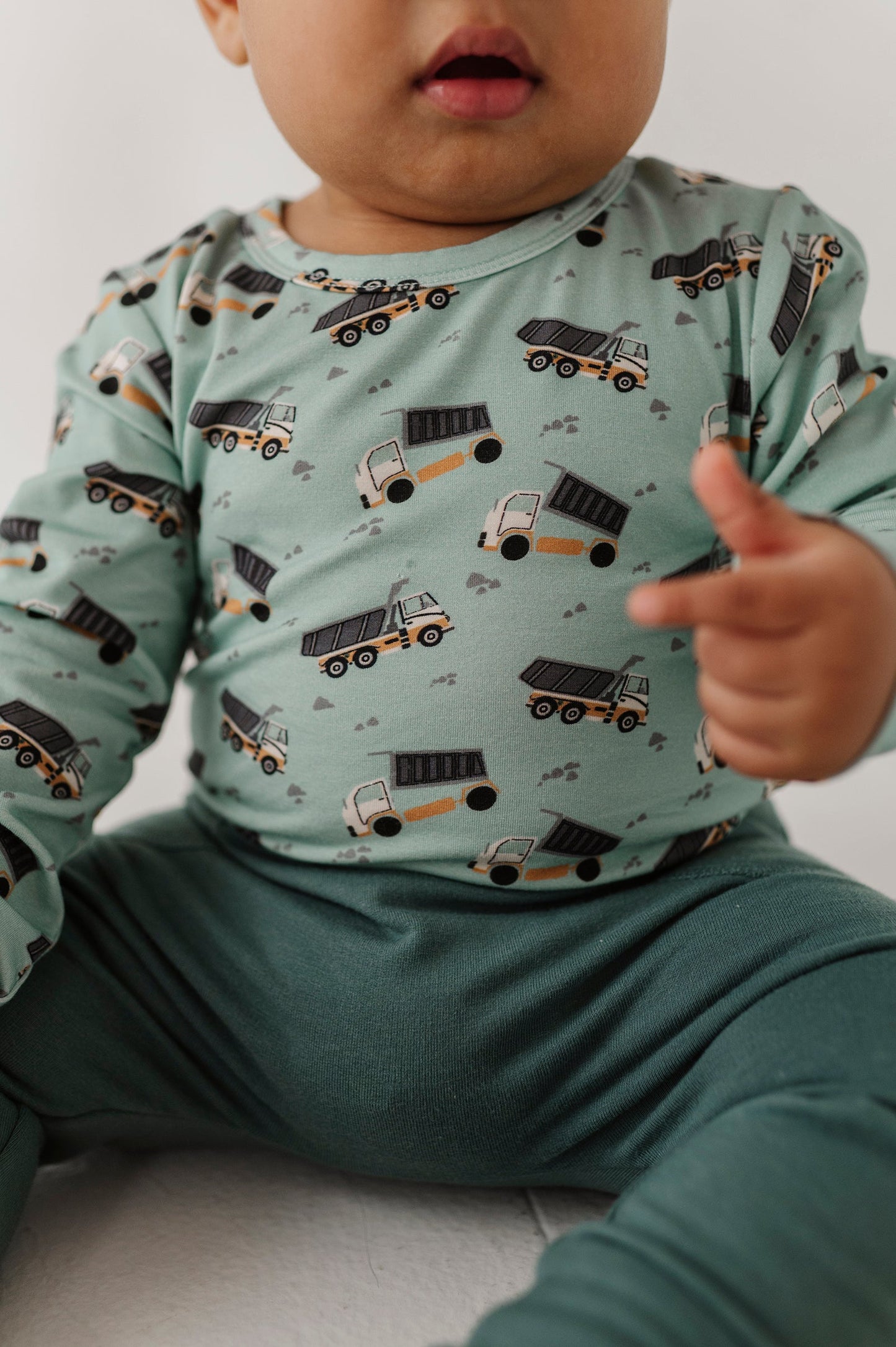Bamboo Long Sleeve Bodysuit - Dump Trucks