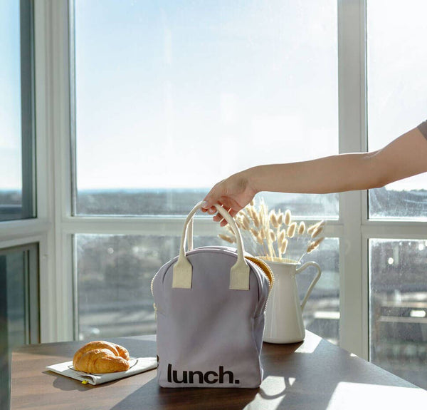 Fluf organic Zipper lunch bag - ‘lunch’ lavender