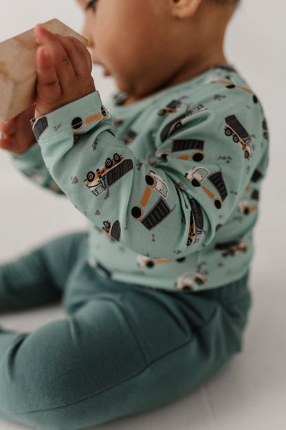 Bamboo Long Sleeve Bodysuit - Dump Trucks