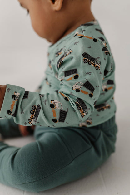 Bamboo Long Sleeve Bodysuit - Dump Trucks
