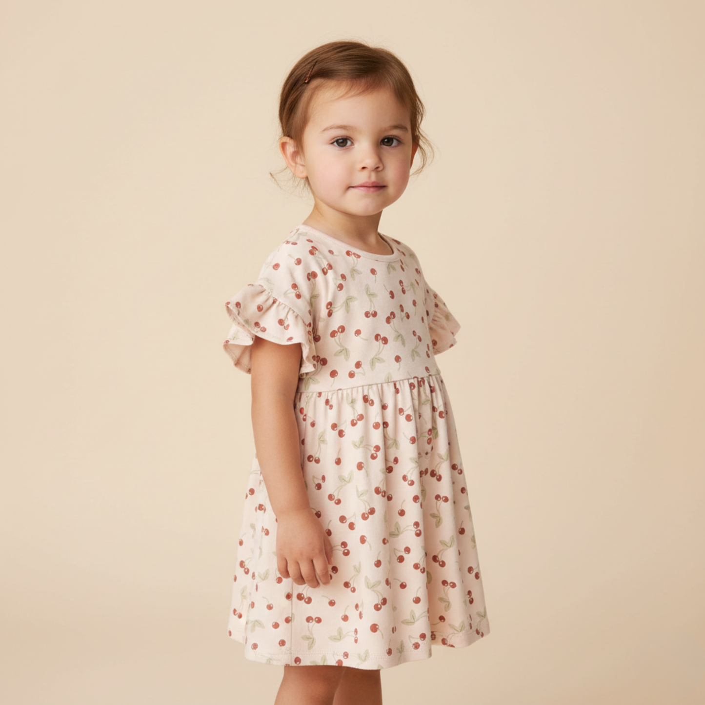 Organic Cotton Dolman Sleeve Dress - Cherry